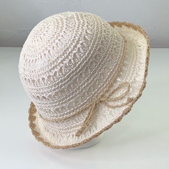 Augusta Hats Paper Crochet Hemmed Dual Color Packable Bowler Hat Size OS EUC - Picture 13 of 13